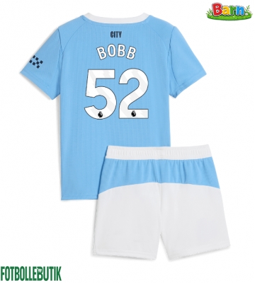 Manchester City Oscar Bobb #52 Hemmaställ Barn 2025-26 Kortärmad (+ Korta byxor)